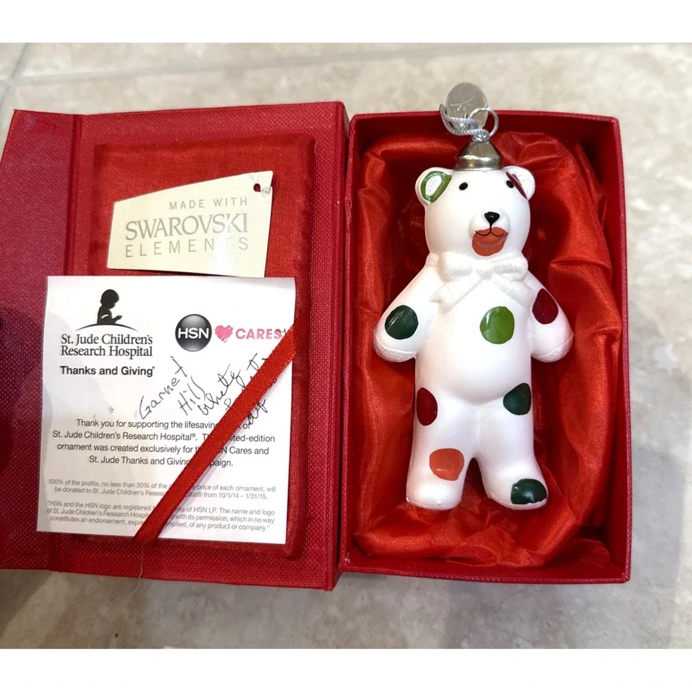 Garnet Hill HSN‎ Cares St Jude's Swarovski Crystal Bear Ornament 298/400 Box